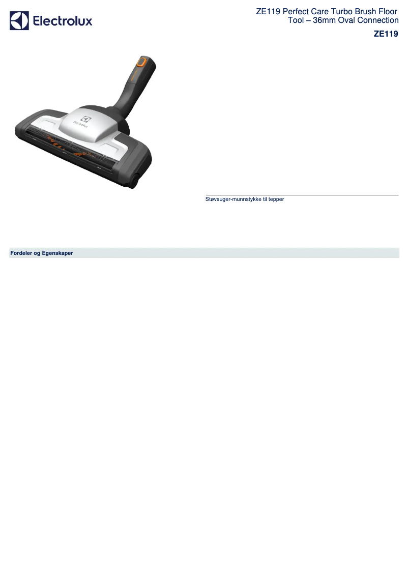 Page 1 of the manual Brochure Electrolux ZE119