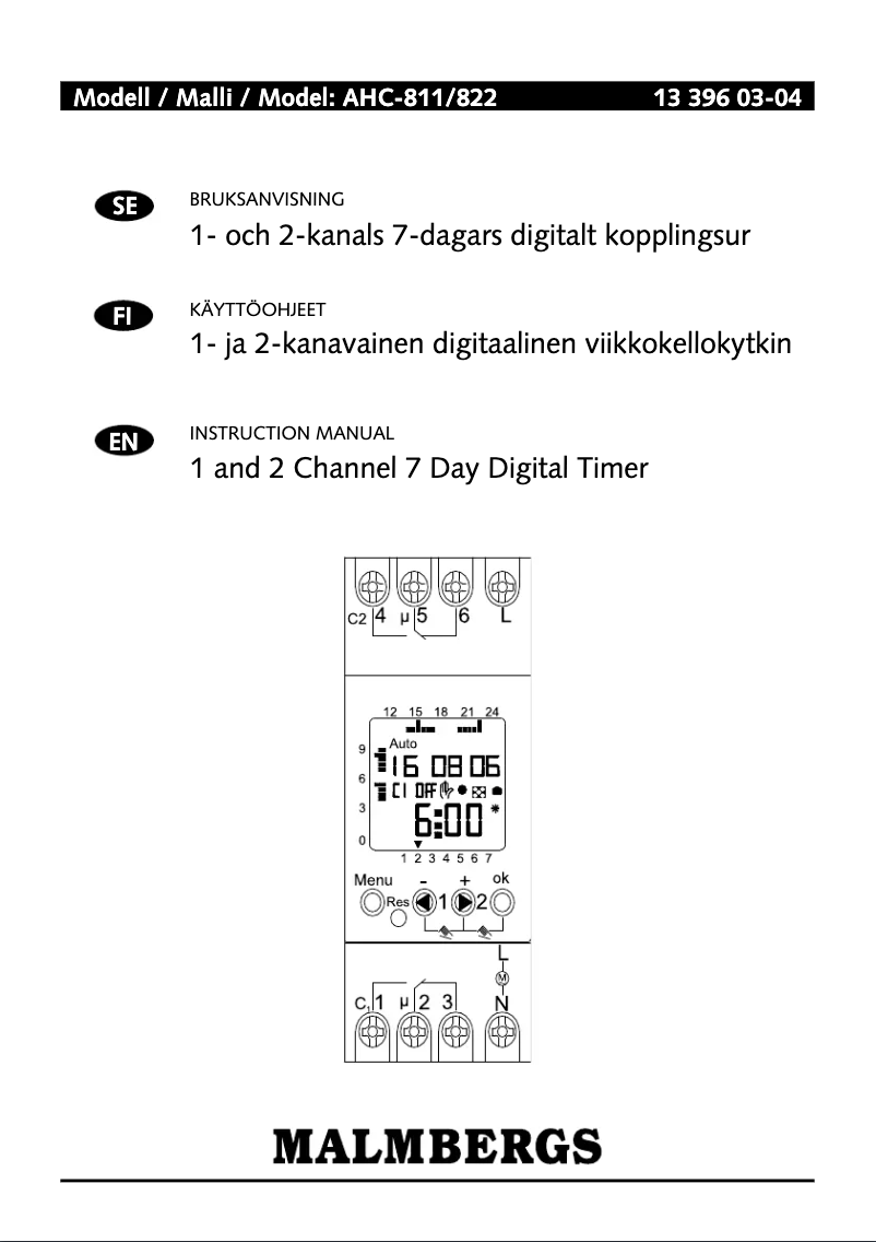Page 1 of the manual User Manual Malmbergs AHC-822