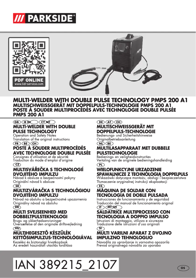 First page image of the manual for PMPS 200 A1