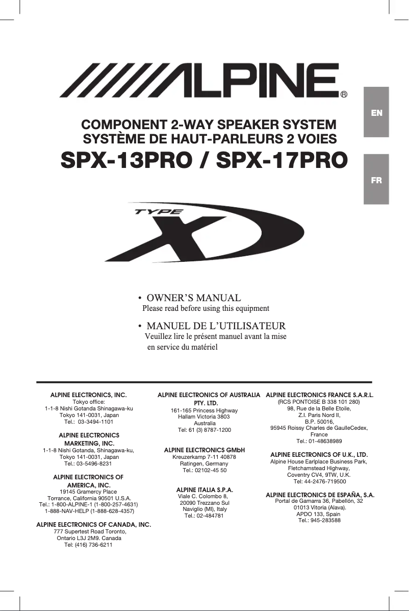 First page image of the manual for SPX-17PRO