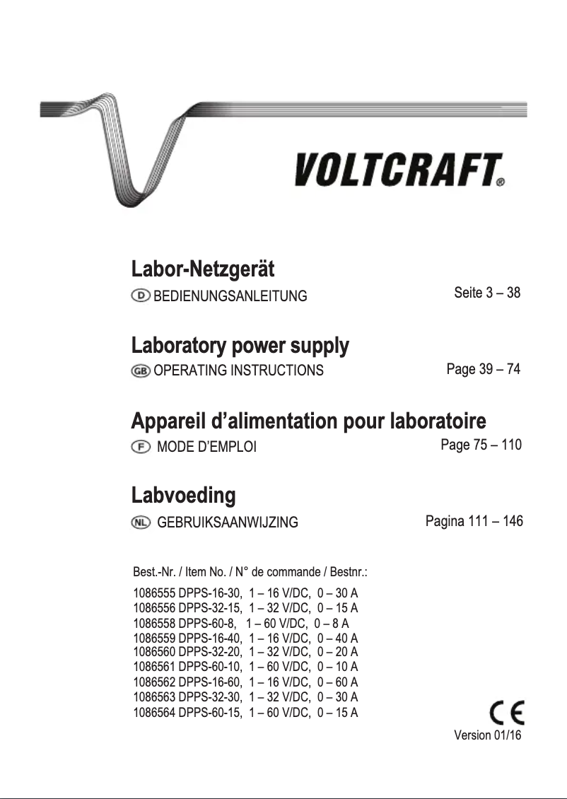 Page 1 of the manual User Manual Voltcraft DPPS-32-30