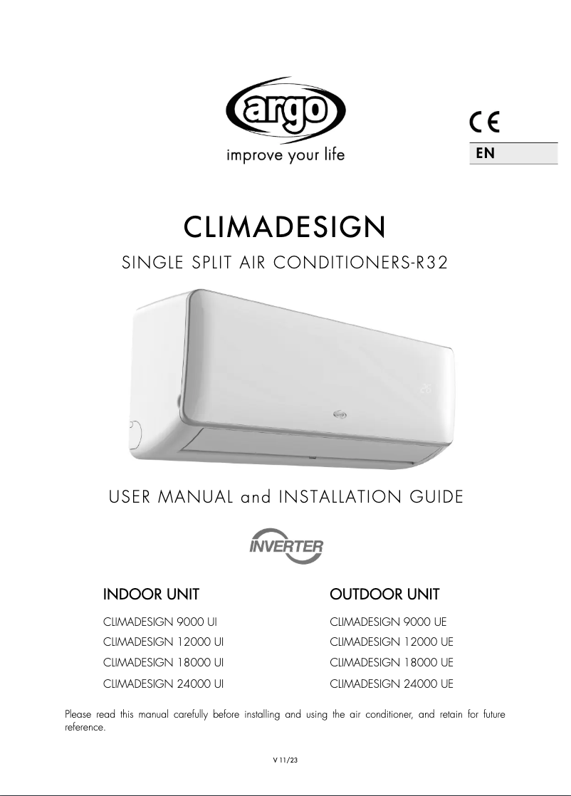 First page image of the manual for CLIMADESIGN 9000 UE