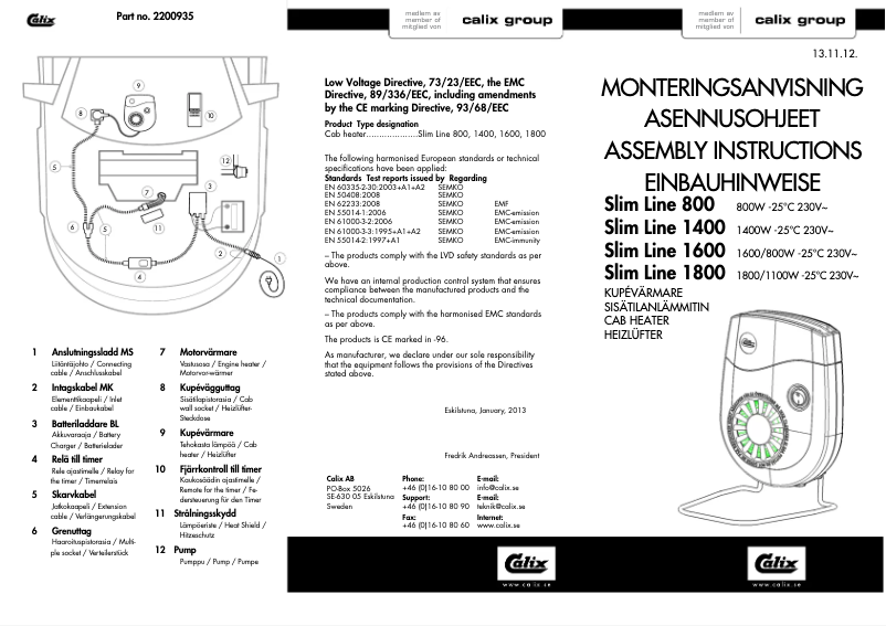 First page image of the manual for Slim Line 1400