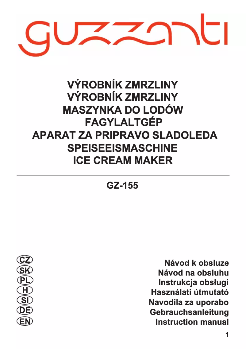 First page image of the manual for GZ-155