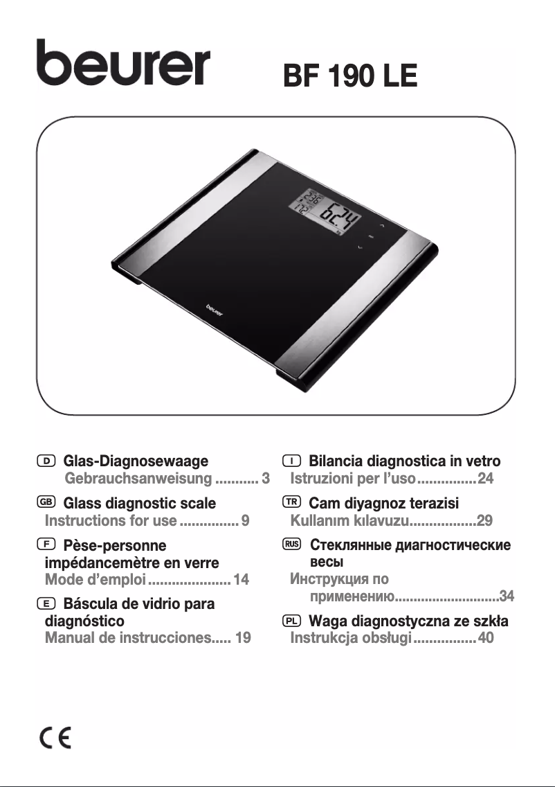 Page 1 of the manual User Manual Beurer BF 190 LE