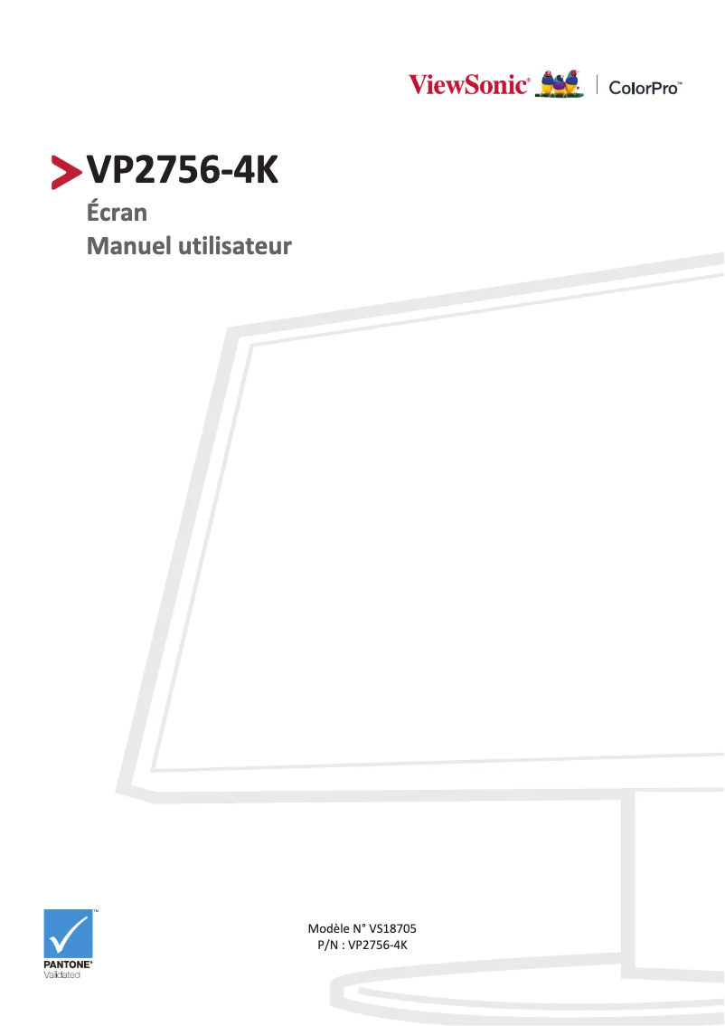 Page 1 de la notice Manuel utilisateur Viewsonic VP2756-4K