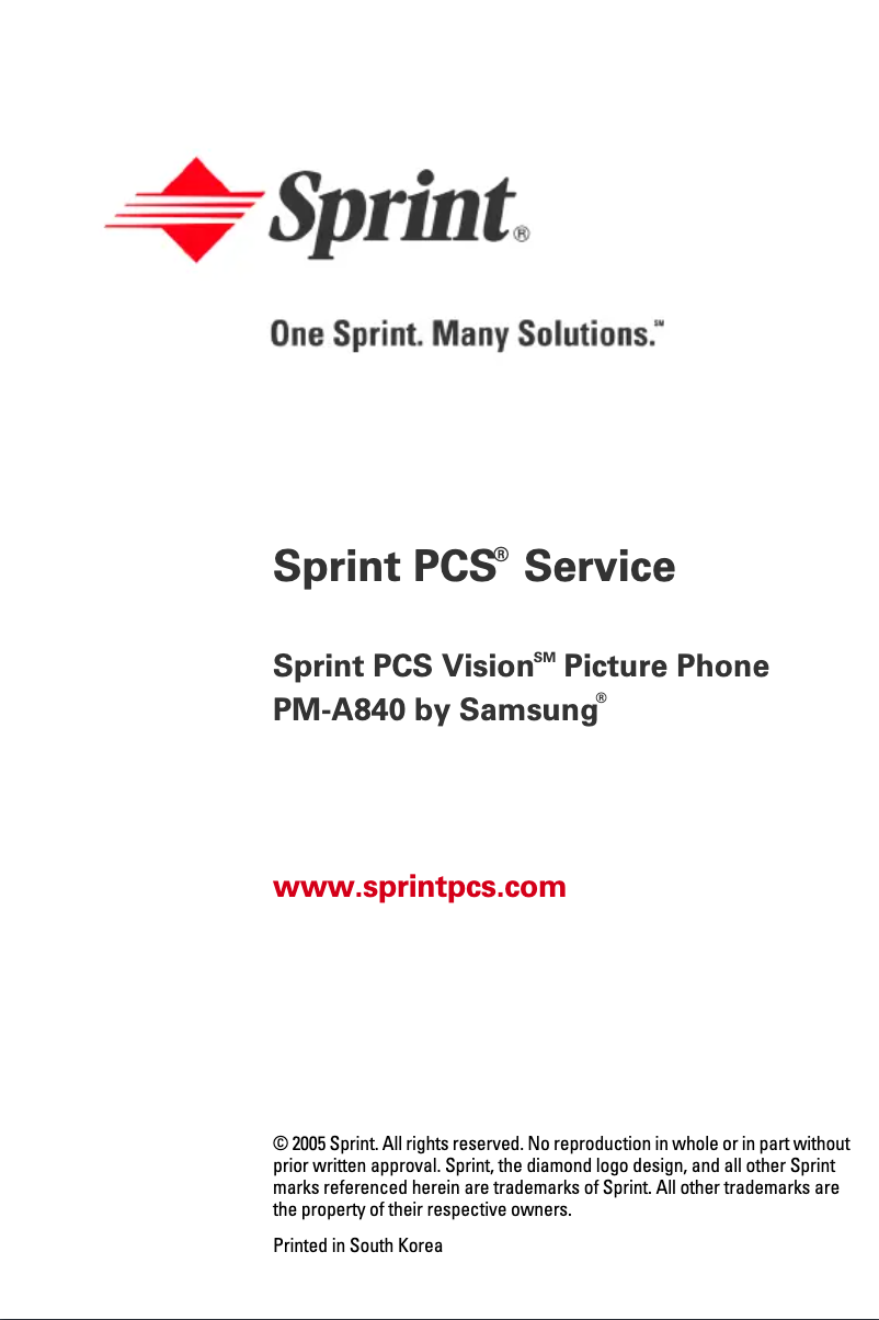 First page image of the manual for SPH-A840