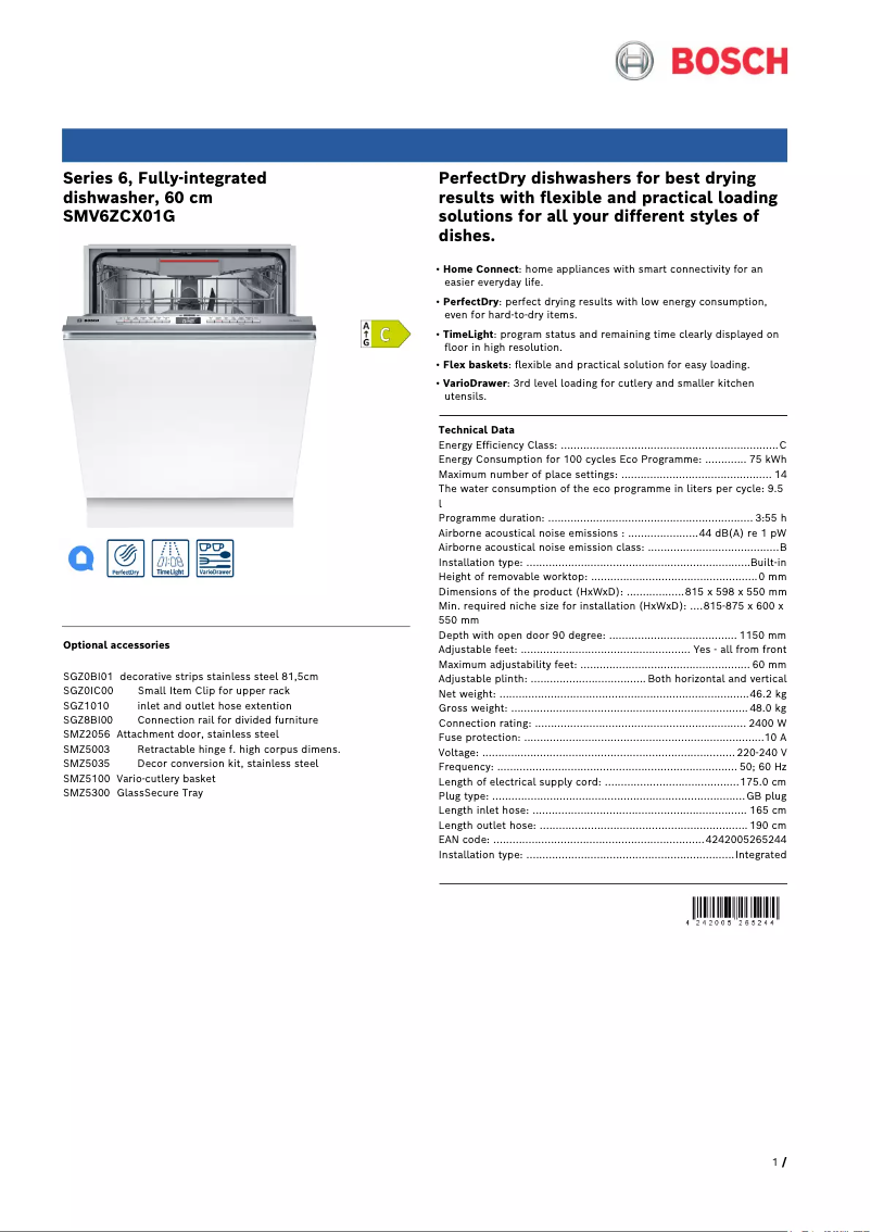 First page image of the manual for Serie 6 SMV6ZCX01G