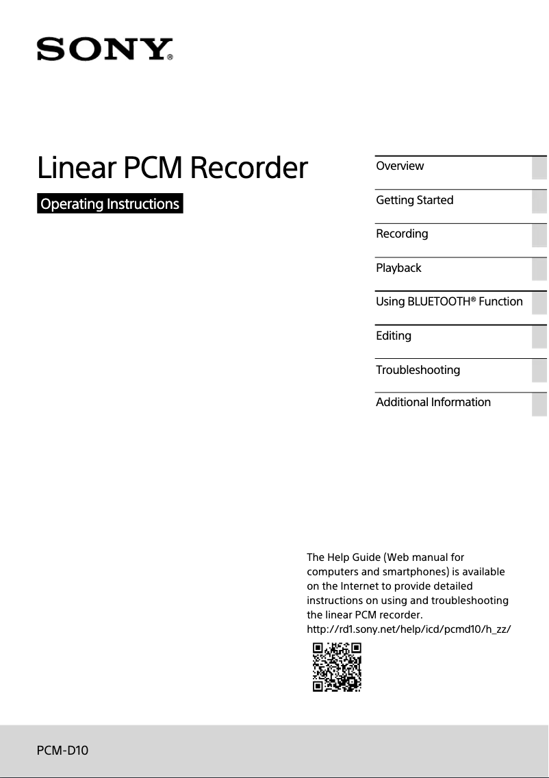 First page image of the manual for PCM-D10
