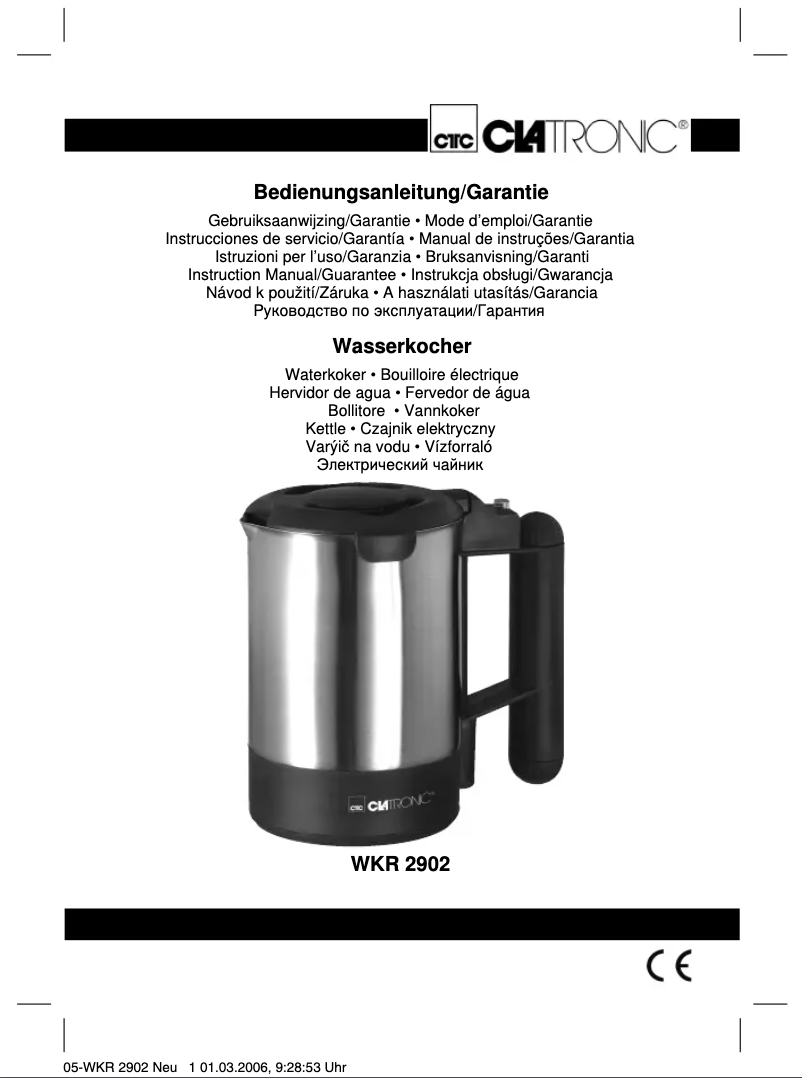 Page 1 of the manual User Manual Clatronic WKR 2902