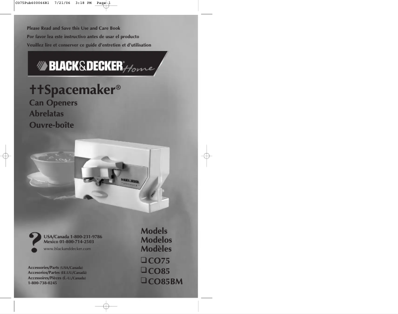 First page image of the manual for Spacemaker CO75