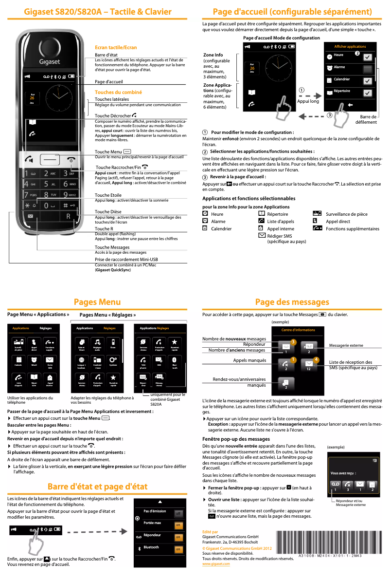Page 1 of the manual User Manual Gigaset S820A