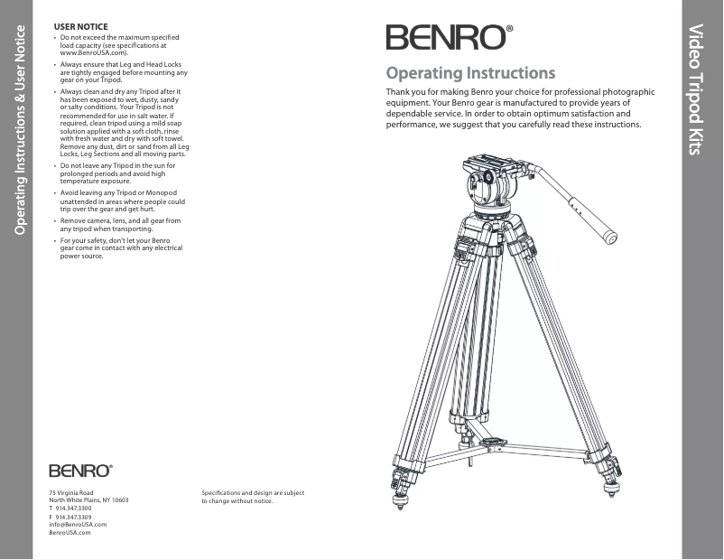Page 1 of the manual User Manual Benro KH25N