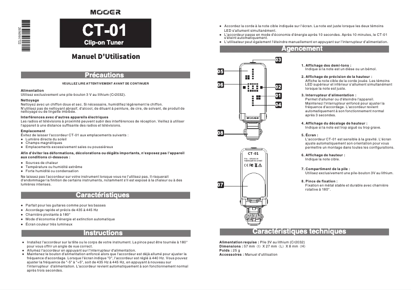 First page image of the manual for CT-01