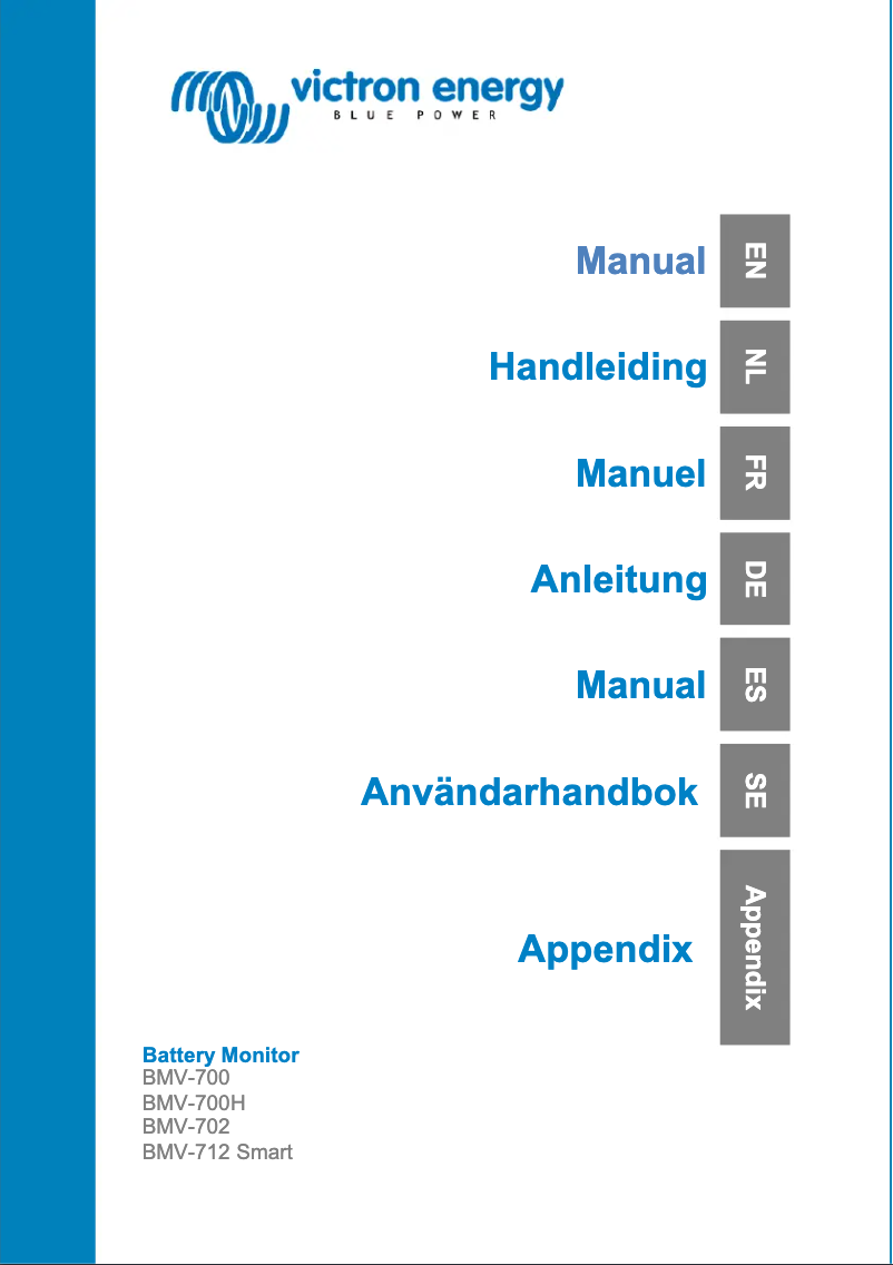 Page 1 of the manual User Manual Victron Energy BMV-702