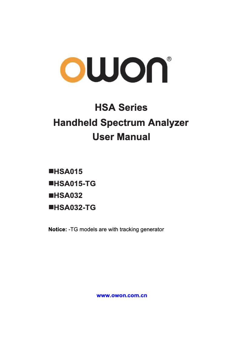 Page 1 of the manual User Manual Owon HSA015
