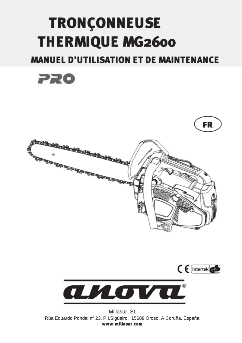 Page 1 of the manual User Manual Anova MG2600