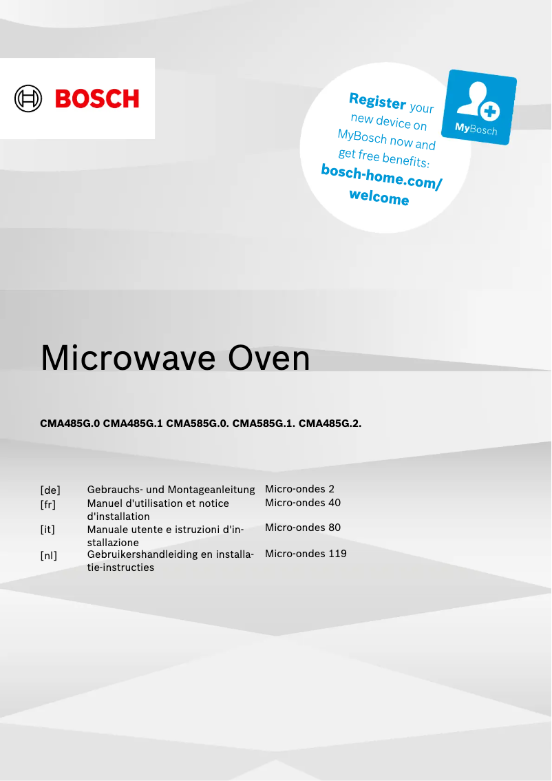 Page 1 of the manual Technical Sheet Bosch CMA485GB1