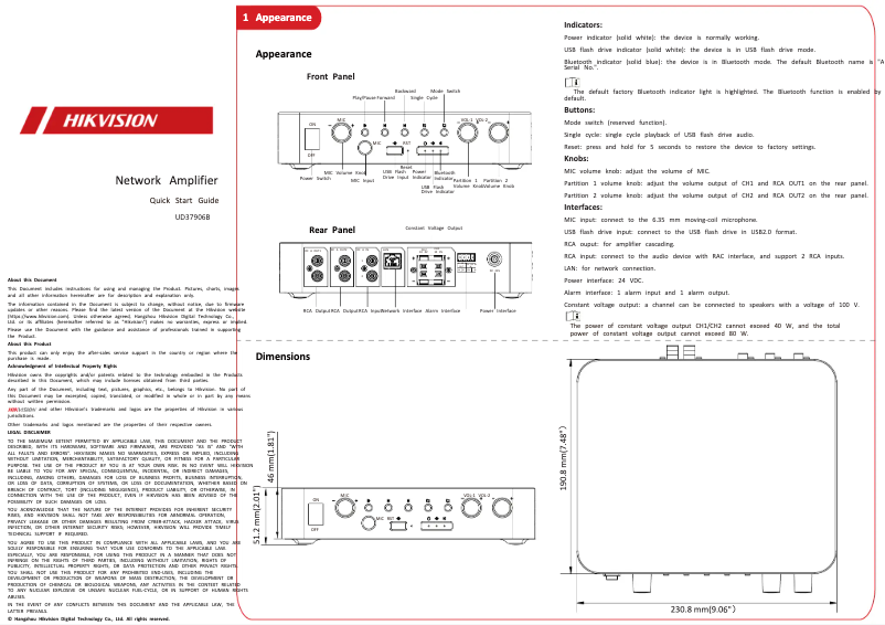 Page 1 of the manual Quick Start Guide Hikvision DS-QAE1A80G1-VB