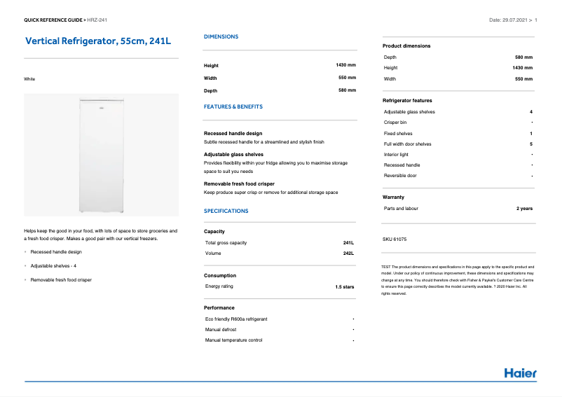 First page image of the manual for HRZ241