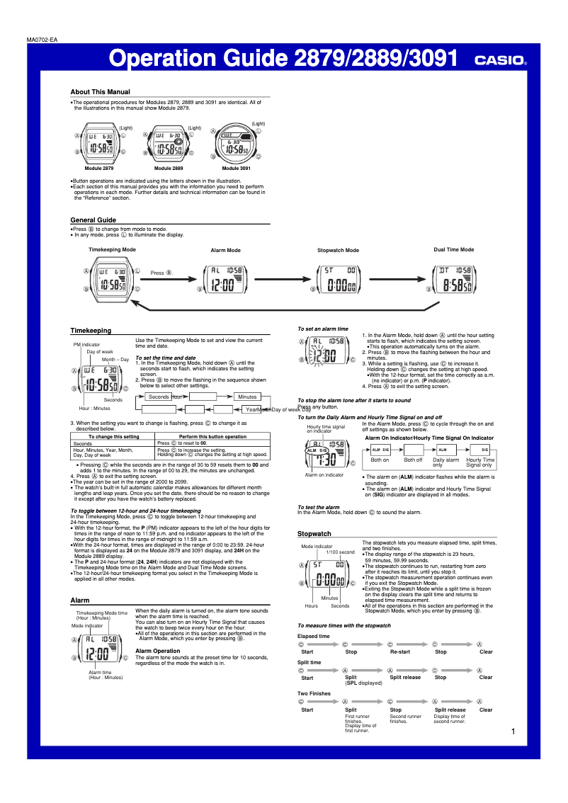 First page image of the manual for Collection W-211-1BVES