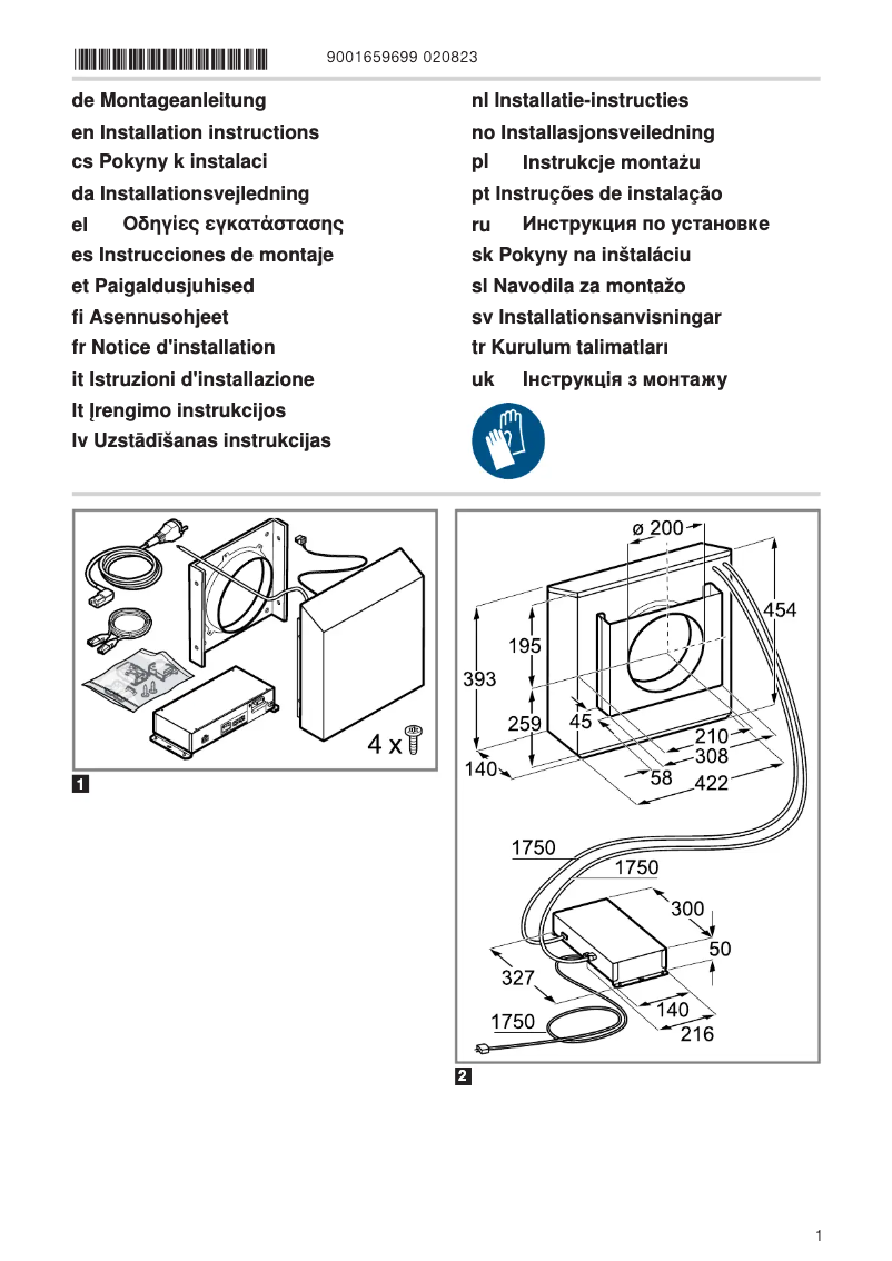 Page 1 of the manual Installation Guide Gaggenau AR401142