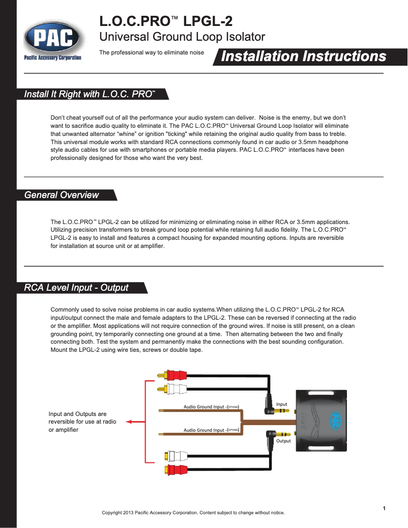 First page image of the manual for LPGL-2