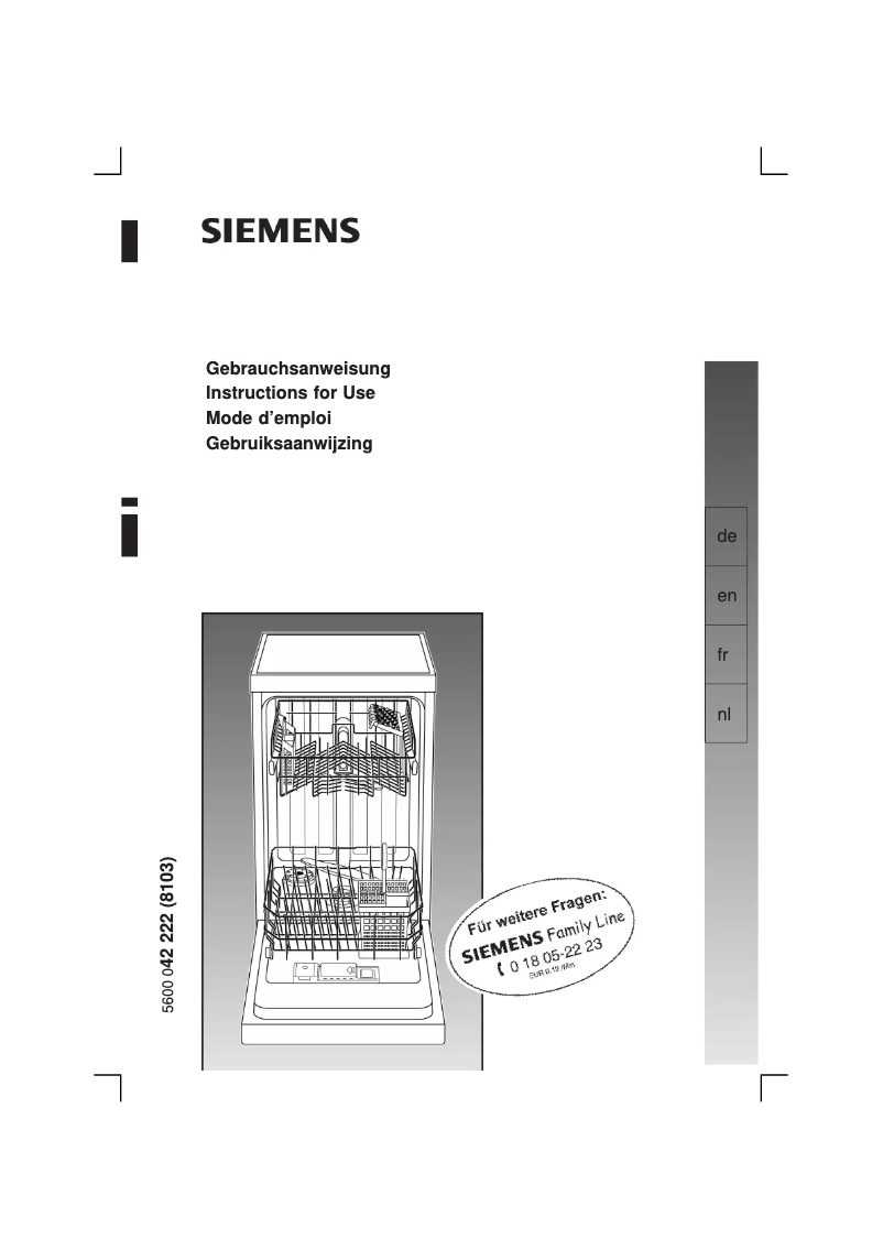 Page 1 of the manual User Manual Siemens SF25261