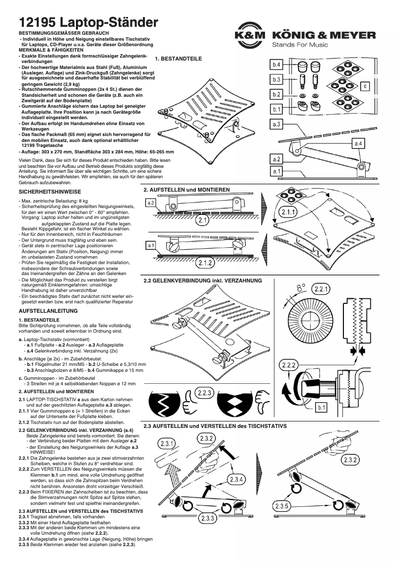 Page 1 of the manual User Manual K&M 12195