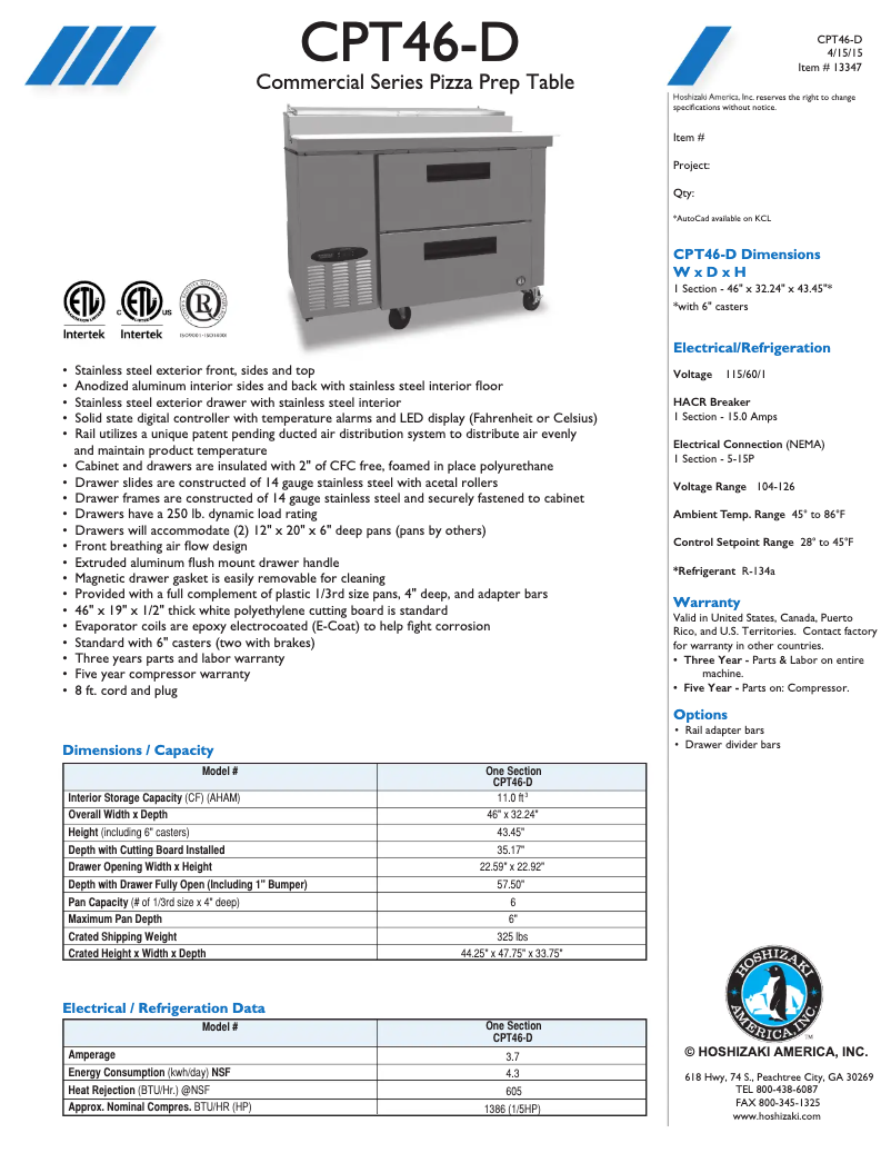 First page image of the manual for CPT46-D