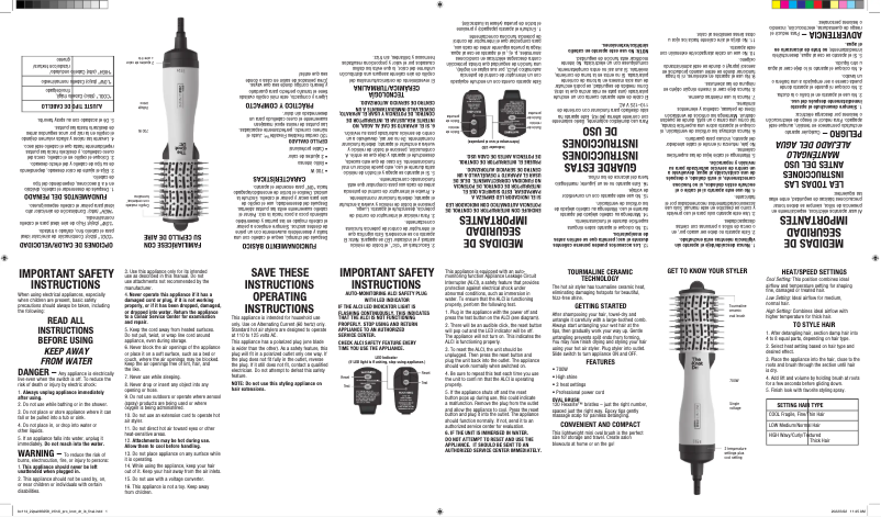 Page 1 of the manual User Manual Conair InfinitiPRO The Knot Dr. BC114