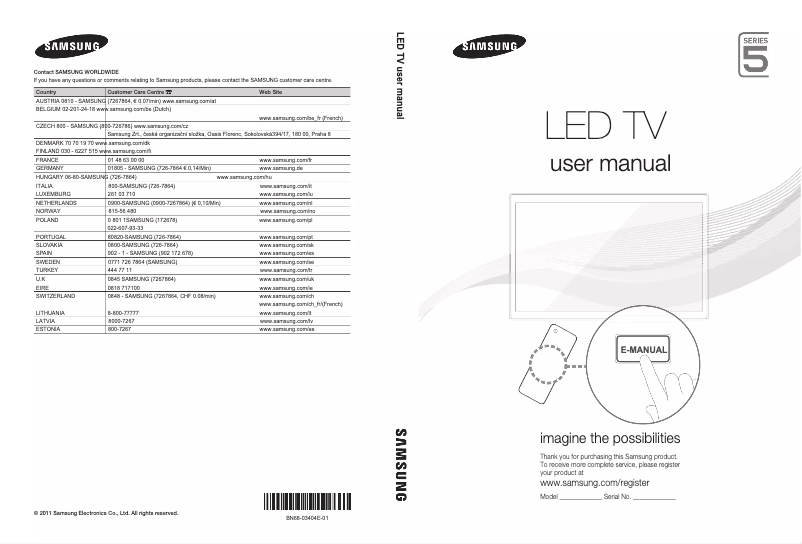 First page image of the manual for UE37D5500RW