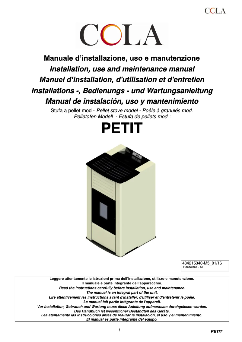 First page image of the manual for Petit