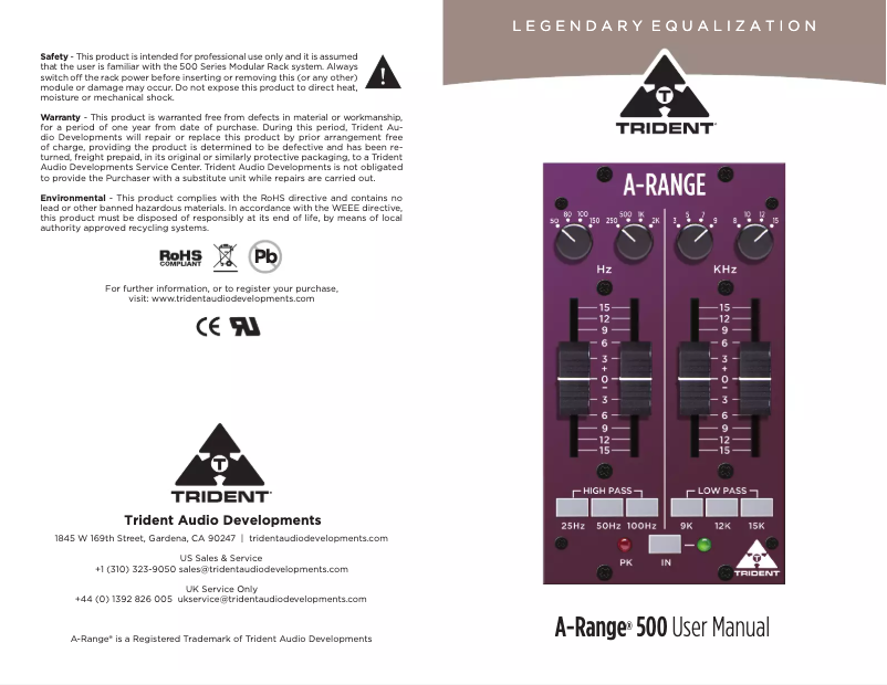 First page image of the manual for A-Range 500