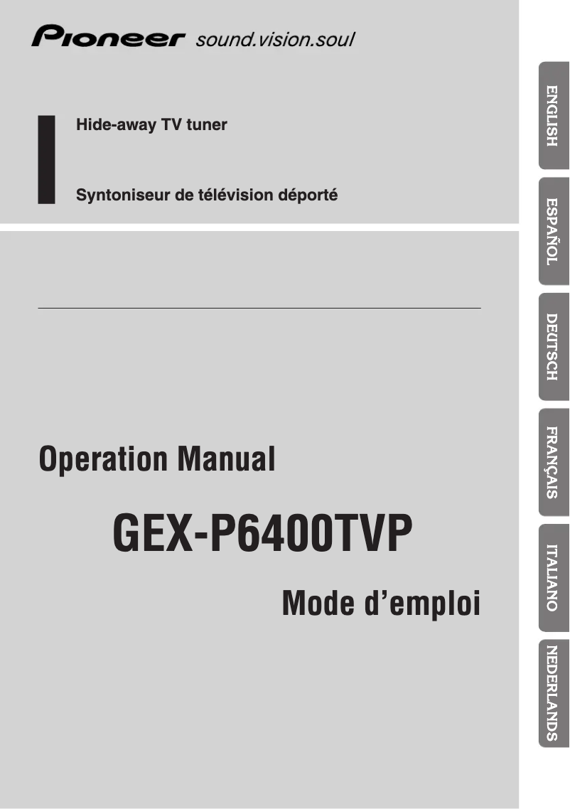 First page image of the manual for GEX-P6400TVP