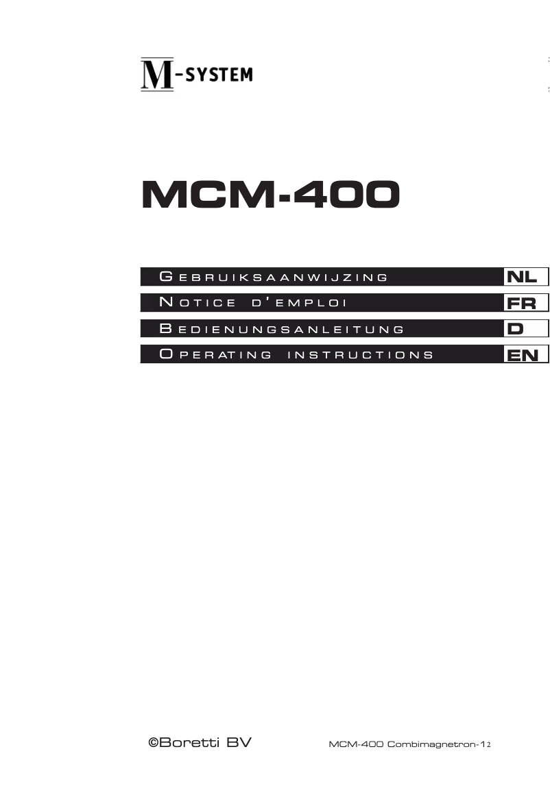 First page image of the manual for MCM-400
