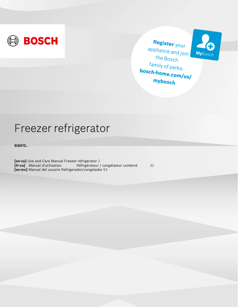 Page 1 of the manual Use and Maintenance Manual Bosch B36FD50SNB
