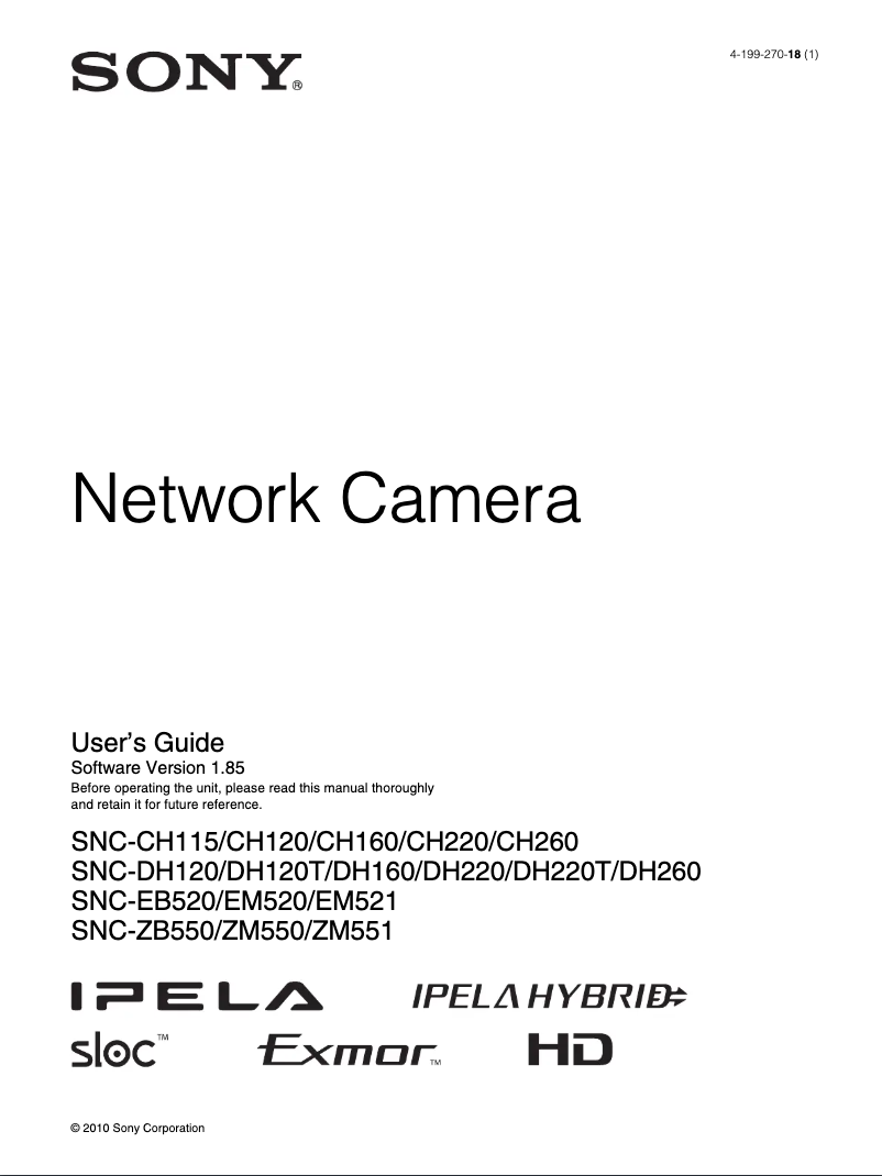Page 1 of the manual Instruction Manual Sony SNC-DH120