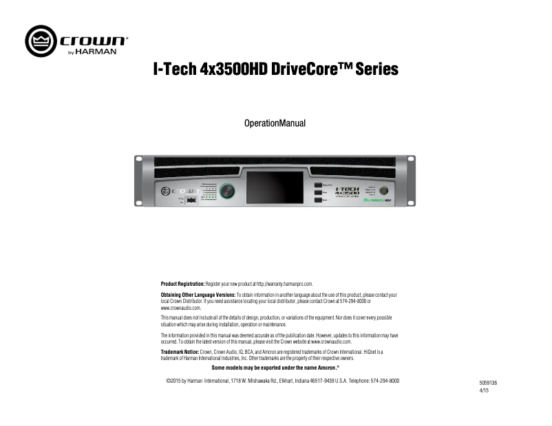 First page image of the manual for I-Tech 4x3500HD