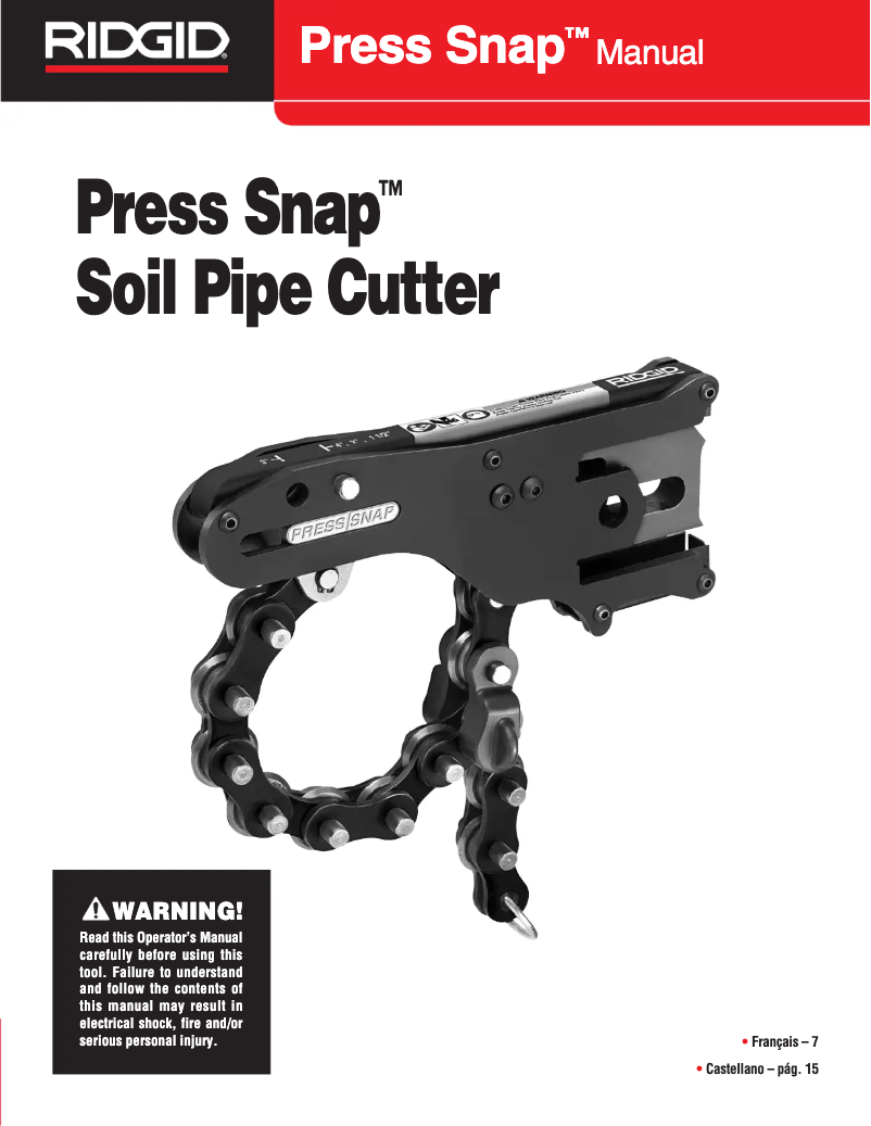 Page 1 of the manual User Manual Ridgid Press Snap