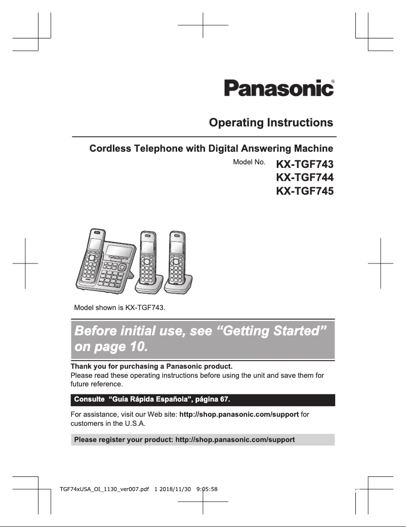 Page 1 of the manual User Manual Panasonic KX-TGF743