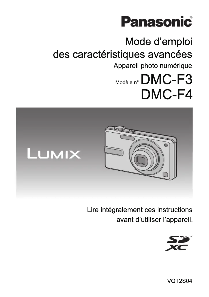 Page 1 of the manual User Manual Panasonic Lumix DMC-F4