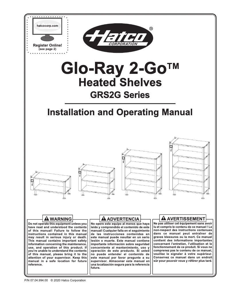 Page 1 of the manual User Manual Hatco GRS2G-3920-5