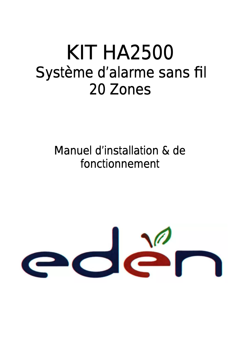 Page 1 of the manual User Manual Eden HA2500