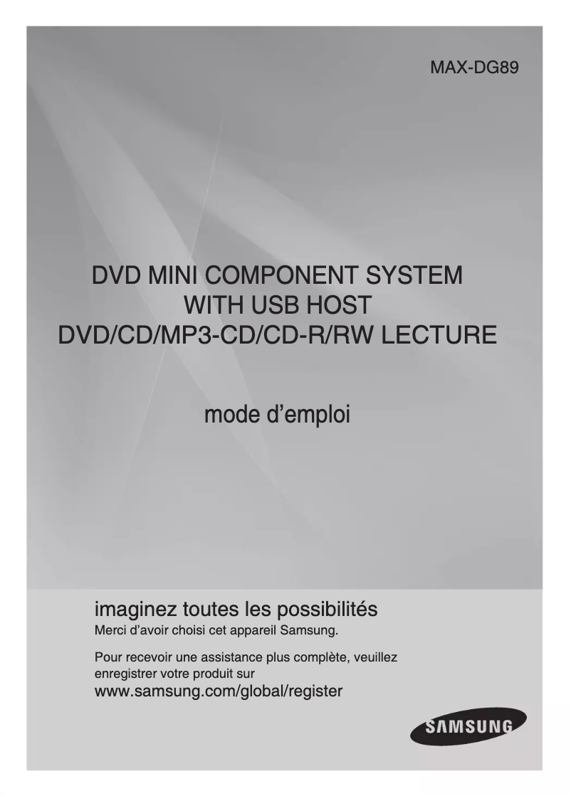 Page 1 of the manual User Manual Samsung MAX-DG89T