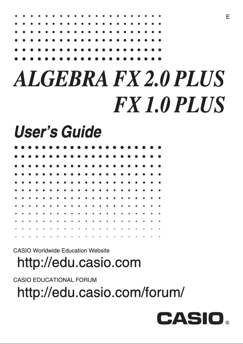Page 1 de la notice Manuel utilisateur Casio Algebra FX 1.0 Plus