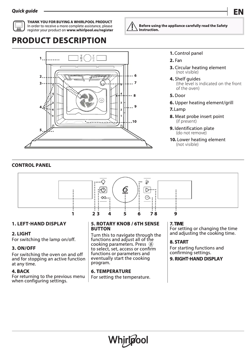 Page 1 of the manual Use and Maintenance Manual Whirlpool OKZ9 6280 SPM IX