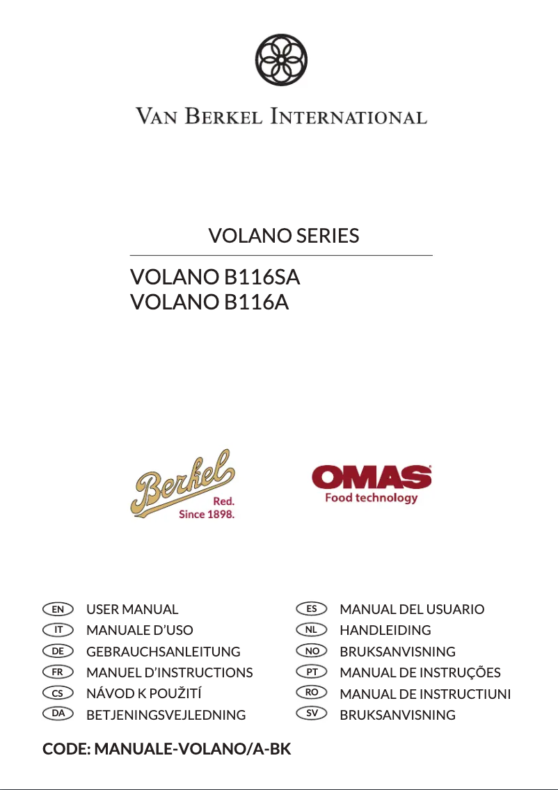 Page 1 of the manual User Manual Berkel B116SA