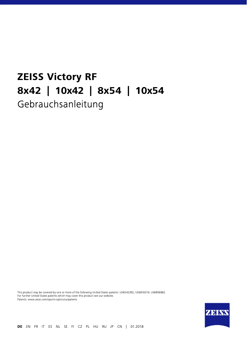 First page image of the manual for Victory RF 8x42