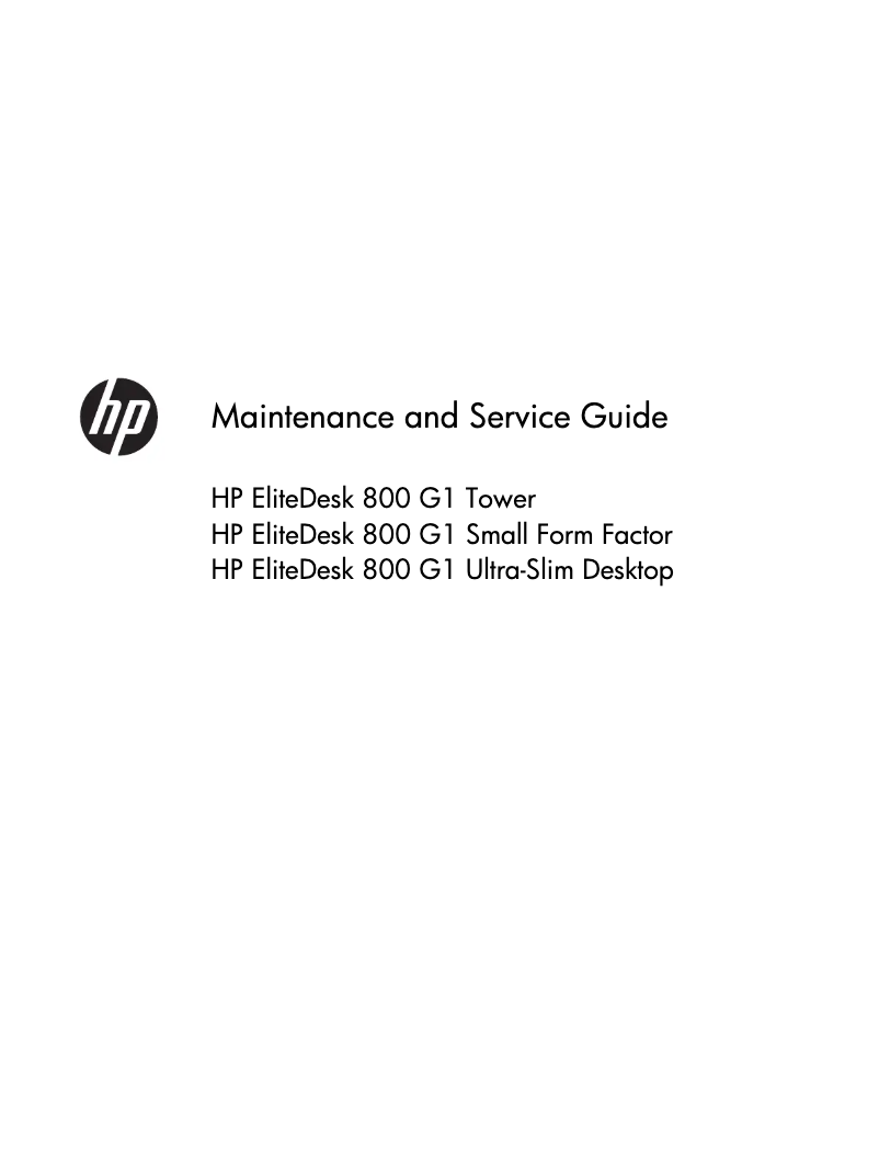First page image of the manual for EliteDesk 800 G1 Tower